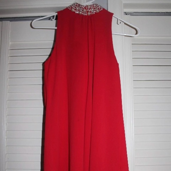 Red Pearl Neckline Dress - Picture 1 of 3